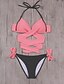 economico Bikini-Per donna Bikini Costume da bagno Incrociato Sostegno e protezioni Giallo Rosa Fucsia Costumi da bagno Costumi da bagno / Imbottito