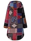 cheap Coats &amp; Trench Coats-Women&#039;s Parka Daily Fall Winter Long Coat Regular Fit Casual Jacket Long Sleeve Geometric Print Green Red / Plus Size