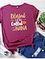 baratos T-shirts-Mulheres Camiseta Gráfico Leopardo Texto Estampado Decote Redondo Básico Blusas 100% Algodão Preto Vinho Verde Tropa