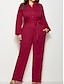 cheap Jumpsuits &amp; Rompers-Women&#039;s Basic Black Red Fuchsia Jumpsuit Solid Colored Lace up