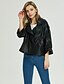 cheap Jackets-Women&#039;s Solid Colored Fall Jacket Regular Daily Long Sleeve PU Coat Tops Black