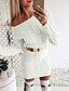 cheap Casual Dresses-Women&#039;s Sweater Dress Short Mini Dress Green Long Sleeve Solid Color Knitted Fall Winter Off Shoulder Hot Sexy Slim 2022 S M L XL