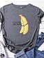 billige T-shirts-Dame T skjorte Grafisk Tekst Frukt Trykt mønster Rund hals Grunnleggende Topper 100 % bomull Hvit Svart Gul