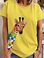 preiswerte T-shirts-Damen T-Shirt Grafik Rundhalsausschnitt Oberteile Weiß Gelb Leicht Blau