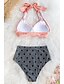 cheap Tankini-Women&#039;s Bandeau Basic Bikini Swimsuit Lace up Print Polka Dot Swimwear Bathing Suits Blushing Pink