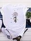 billige T-shirts-Dame T-shirt Blomstret Tegneserie Blomst Trykt mønster Rund hals Basale Toppe 100 % bomuld Hvid Gul Lyserød