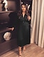 cheap Dresses-Women&#039;s A Line Dress Knee Length Dress Green Long Sleeve Solid Color Ruched Summer V Neck Hot Sexy 2021 S M L XL