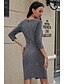 preiswerte Elegantes Damenkleid-Damen Etuikleid Minikleid Grau Halbe Ärmel Volltonfarbe Herbst Sommer Rundhalsausschnitt Büro Freizeit 2021 S M L XL