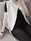 cheap Jackets-Women&#039;s Solid Colored Spring &amp;  Fall Vest Regular Daily Sleeveless PU Coat Tops White