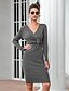 cheap Elegant Dresses-Women&#039;s Sweater Jumper Dress Short Mini Dress Black Wine Green Gray Long Sleeve Fall Winter V Neck 2021 One-Size
