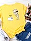 preiswerte T-shirts-Damen T-Shirt Abstrakt Druck Rundhalsausschnitt Grundlegend Oberteile 100% Baumwolle Weiß Schwarz Gelb