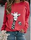 billige Christmas Tops-Dame Pullover-sweatshirt Trykt mønster Daglig Basale Hættetrøjer Sweatshirts Overdimensionerede Blå Grå Grøn