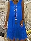 cheap Casual Dresses-Women&#039;s A Line Dress Knee Length Dress White Blue Wine Brown Sleeveless Lace Summer Round Neck Hot Casual Boho 2021 S M L XL XXL 3XL 4XL 5XL / Plus Size