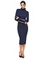 cheap Bodycon Dresses-Women&#039;s Sheath Dress Midi Dress Blue Wine Gray Long Sleeve Solid Color Fall Round Neck Hot Sexy 2021 S M L XL XXL 3XL 4XL 5XL