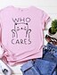 cheap T-Shirts-Women&#039;s T shirt Graphic Text Letter Print Round Neck Basic Tops 100% Cotton White Yellow Blushing Pink