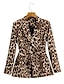 cheap Blazers-Brown Leopard Print Slim Polyester Men&#039;s Suit - Shawl Lapel