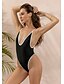 cheap One-Pieces-Women&#039;s Swimwear One Piece Normal Swimsuit Deep V Solid Colored Black Bathing Suits Sexy