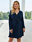 cheap Plus Size Dresses-Women&#039;s A Line Dress Knee Length Dress Royal Blue Long Sleeve Solid Color Spring Summer V Neck Casual 2021 XL XXL 3XL 4XL / Plus Size