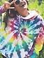 billige Hættetrøjer &amp; sweatshirts-Dame Hattetrøje bluse Basale Overdimensionerede Gul Regnbue Batikfarvet Løstsiddende Hætte S M L XL XXL