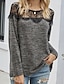 cheap Hoodies &amp; Sweatshirts-Women&#039;s Color Block Pullover Long Sleeve Sweater Cardigans Crew Neck Round Neck Light gray Gray