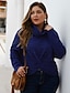 cheap Plus Size Sweaters-Women&#039;s Solid Colored Pullover Long Sleeve Plus Size Oversized Sweater Cardigans Turtleneck Fall Winter Navy Blue