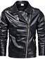 cheap Sale-Men&#039;s Geometric Print Fall &amp; Winter Faux Leather Jacket Regular Daily Long Sleeve PU Coat Tops Black