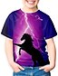baratos Camisetas &amp; Blusas Para Meninas-Infantil Para Meninas Camisa Camiseta Manga Curta Cavalo Animal Estampado Roxo Crianças Blusas Básico Férias