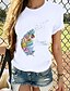 abordables T-shirts-Mujer Camiseta Mariposa Gato Negro Mariposa Estampados Diario Manga Corta Escote Redondo 100% Algodón Delgado S