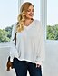 cheap Plus Size Tops-Women&#039;s Solid Colored Pullover Long Sleeve Plus Size Sweater Cardigans V Neck Fall Winter White