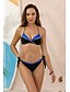 cheap Bikini-Women&#039;s Swimwear Tankini Normal Swimsuit Color Block Blue Triangle Tied Neck Bathing Suits