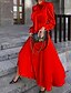 cheap Elegant Dresses-Women&#039;s Sheath Dress Maxi long Dress Yellow Black Red Long Sleeve Ruched Bow Summer Round Neck Hot Casual Slim 2021 S M L XL