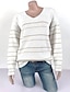 cheap Sweaters-Women&#039;s Striped Pullover Long Sleeve Loose Sweater Cardigans V Neck Fall Winter White Black Blushing Pink