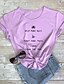 cheap T-Shirts-Women&#039;s T shirt Graphic Text Graphic Prints Print Round Neck Tops 100% Cotton Basic Basic Top White Black Purple
