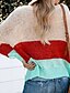 economico Maglioni-Per donna Maglione Monocolore Cotone Manica lunga Largo Maglioni cardigan Rotonda Giallo Rosa Verde