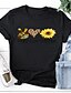 economico T-shirts-Per donna maglietta Pop art Testo Stampe astratte Con stampe Rotonda Top 100% cotone Essenziale Top basic Bianco Nero Viola