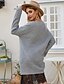 abordables Sweaters &amp; Cardigans-Femme Pullover Couleur Pleine Coton Manches Longues Ample Pull Cardigans Automne Col Ras du Cou Col Rond Gris