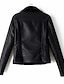 cheap Furs &amp; Leathers-Women&#039;s Solid Colored Fall &amp; Winter Notch lapel collar Jacket Regular Daily Long Sleeve PU Coat Tops Black