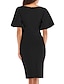 cheap Elegant Dresses-Women&#039;s Sheath Dress Knee Length Dress Black Red Blushing Pink Khaki Short Sleeve Solid Color Print Summer Round Neck Sexy 2021 S M L XL XXL