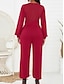cheap Jumpsuits &amp; Rompers-Women&#039;s Basic V Neck Black Red Green Jumpsuit Solid Colored / Wide Leg