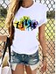 billige T-shirts-Dame T skjorte 100 % bomull Grafisk Katt Sommerfugl Svart Hvit Gul Trykt mønster Kortermet Daglig Helg Grunnleggende Rund hals Tynn Sommer