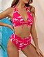 preiswerte Bikini-Damen Badeanzug Bikinis Tankini Normal Bademode mit Schnürung Bedruckt Blumen Rosa Neckholder zum Binden Badeanzüge Sexy