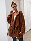 cheap Furs &amp; Leathers-Women&#039;s Solid Colored Basic Fall &amp; Winter Teddy Coat Long Daily Long Sleeve Fleece Coat Tops Brown