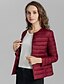 cheap Down&amp; Parkas-Women&#039;s Down Regular Coat Slim Jacket Solid Colored Blushing Pink Wine / White Duck Down