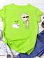 billige T-shirts-Dame T skjorte Abstrakt Trykt mønster Rund hals Grunnleggende Topper 100 % bomull Hvit Svart Gul