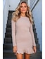 abordables Robes moulantes-Mini robe Femme Robe Pull manche longue Automne Hiver - Sexy A Volants Col Rond Mince 2022 Rose Claire S M L XL