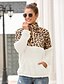 cheap Furs &amp; Leathers-Women&#039;s Pullover Sweatshirt Color Block Leopard Cheetah Print Quarter Zip Daily Basic Hoodies Sweatshirts  White Black Army Green