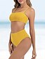 cheap Bikini-Women&#039;s Tankini Swimsuit Yellow Black Red Swimwear Bandeau Bathing Suits