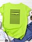 billige T-shirts-Dame T skjorte Svart Hvit Gul Grafiske trykk Trykt mønster Kortermet Daglig Helg Grunnleggende Rund hals Normal 100 % bomull S