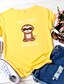 abordables T-shirts-Mujer Camiseta Gráfico Texto Letra Estampado Escote Redondo Básico Tops 100% Algodón Negro Amarillo Vino