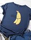 economico T-shirts-Per donna maglietta Pop art Testo Frutta Con stampe Rotonda Essenziale Top 100% cotone Bianco Nero Giallo
